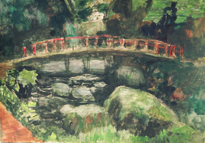 内藤秀因「湘南　酒水の滝の下」（1972年）