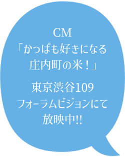 CM「かっぱも好きになる庄内町の米！」東京渋谷109フォーラムビジョンにて放映中!!