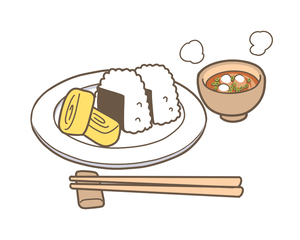 おにぎり、みそ汁